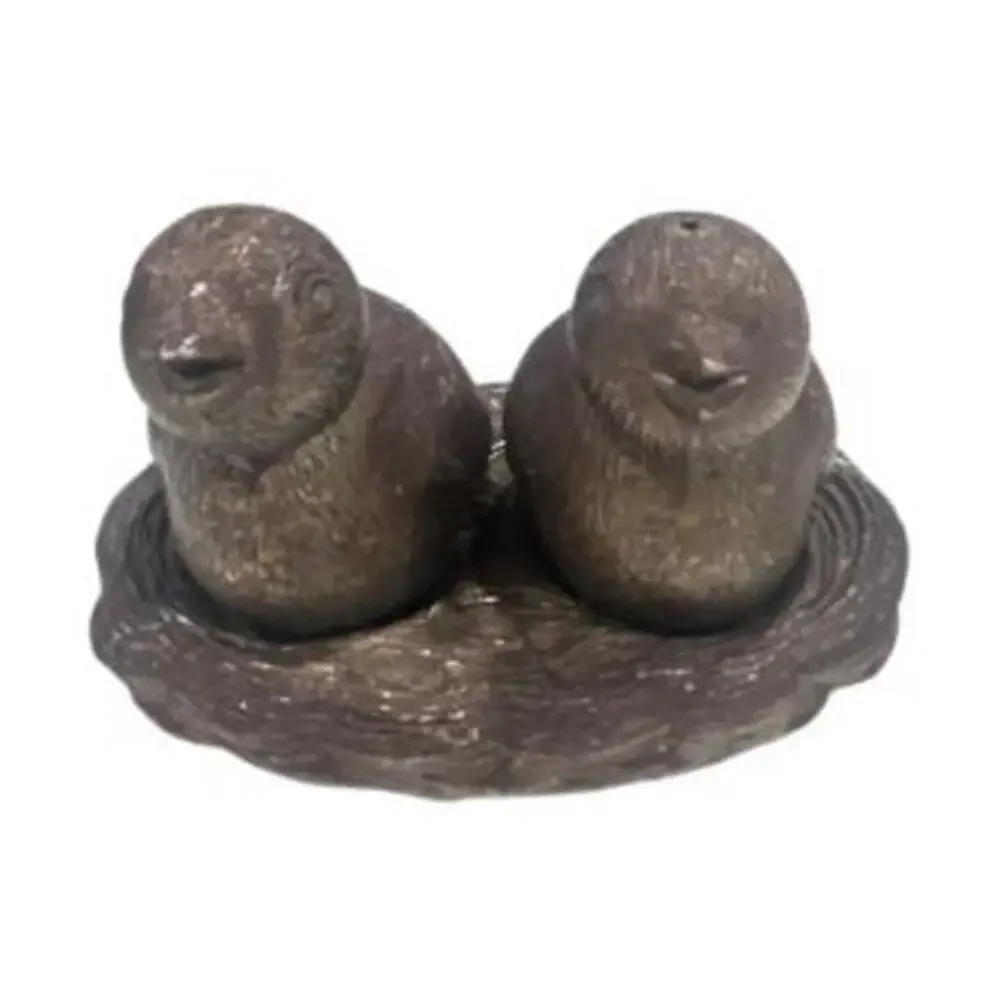 HTF Vintage Salt & Pepper Shakers Silver Plated Birds in‎ a Nest Brass Chicks